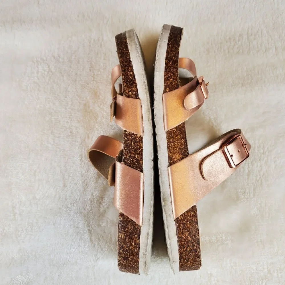 Outwoods Rose Gold Slip On Sandals Size 8